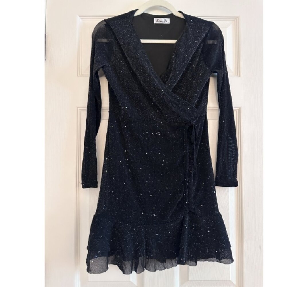 Retro V-neck slim high waist Chic skirt sequin fishtail dress